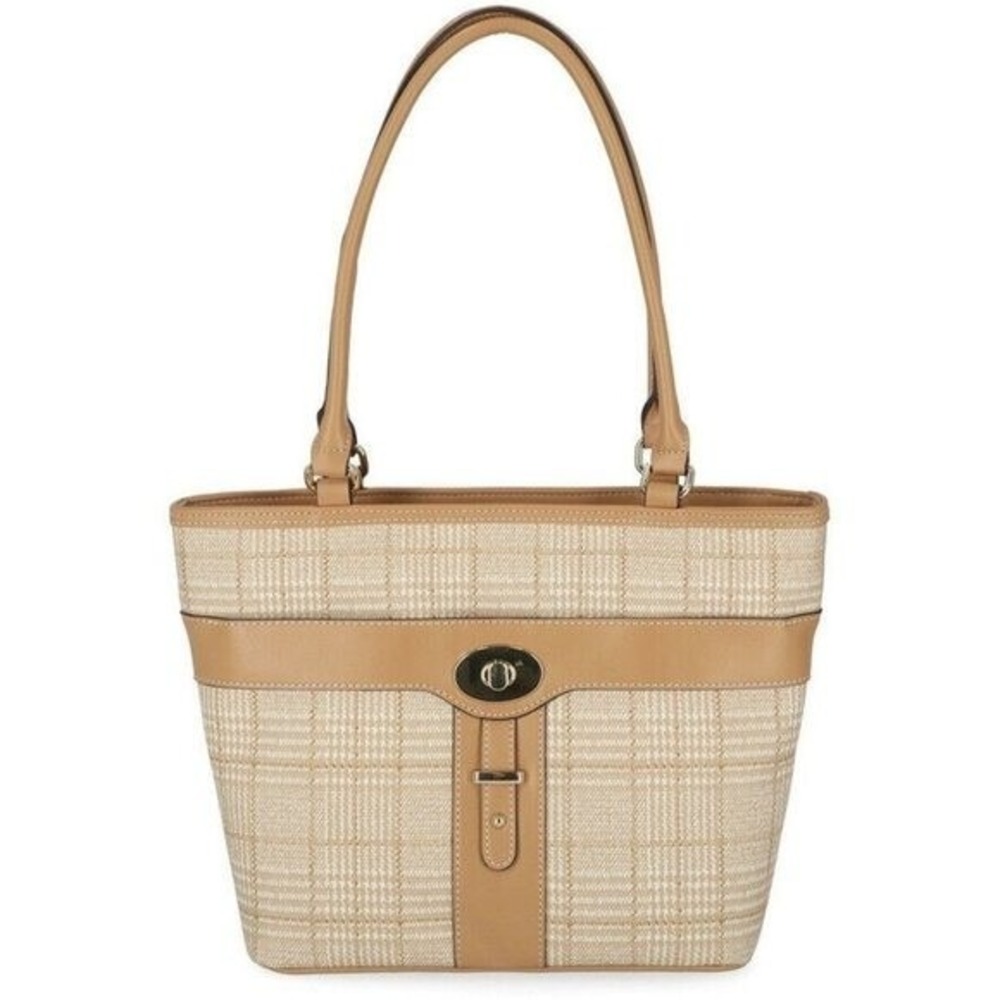 Giani Bernini women plaid tote bag shoulder bag beige tote B000213